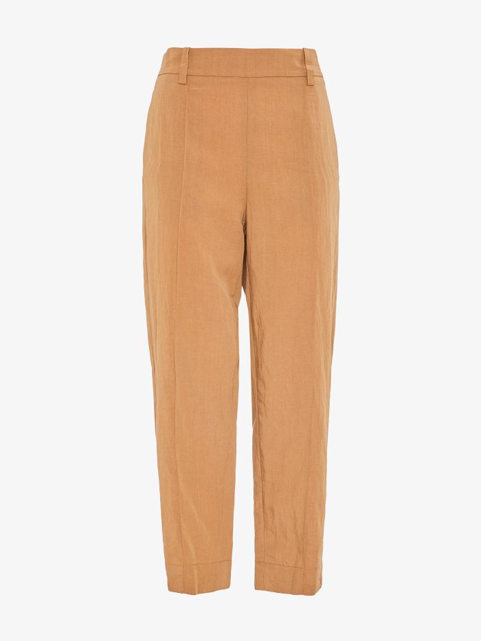 מכנסיים מחויטים חיתוך קרופ - בגדים