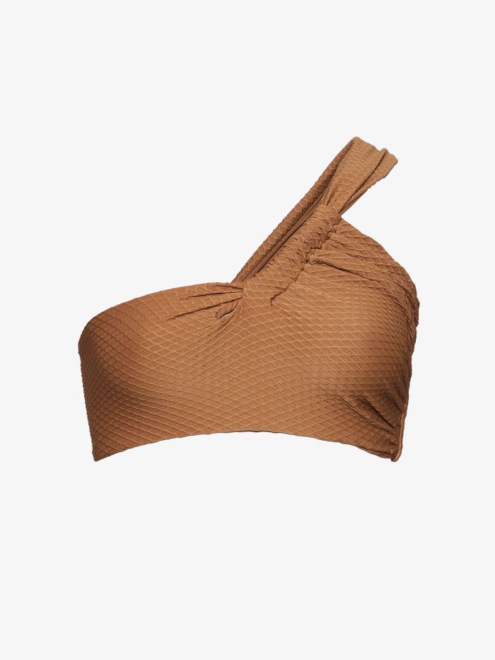 טופ ביקיני א-סימטרי טקסטורת ופל - בגדים