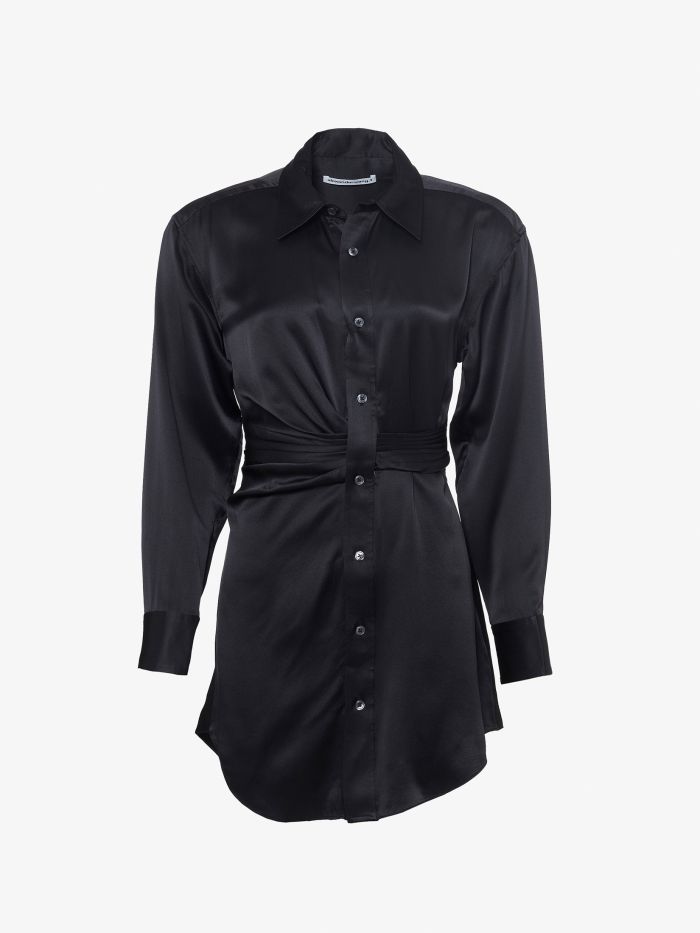 שמלת חולצה מכופתרת דיטייל חזיתי - בגדים