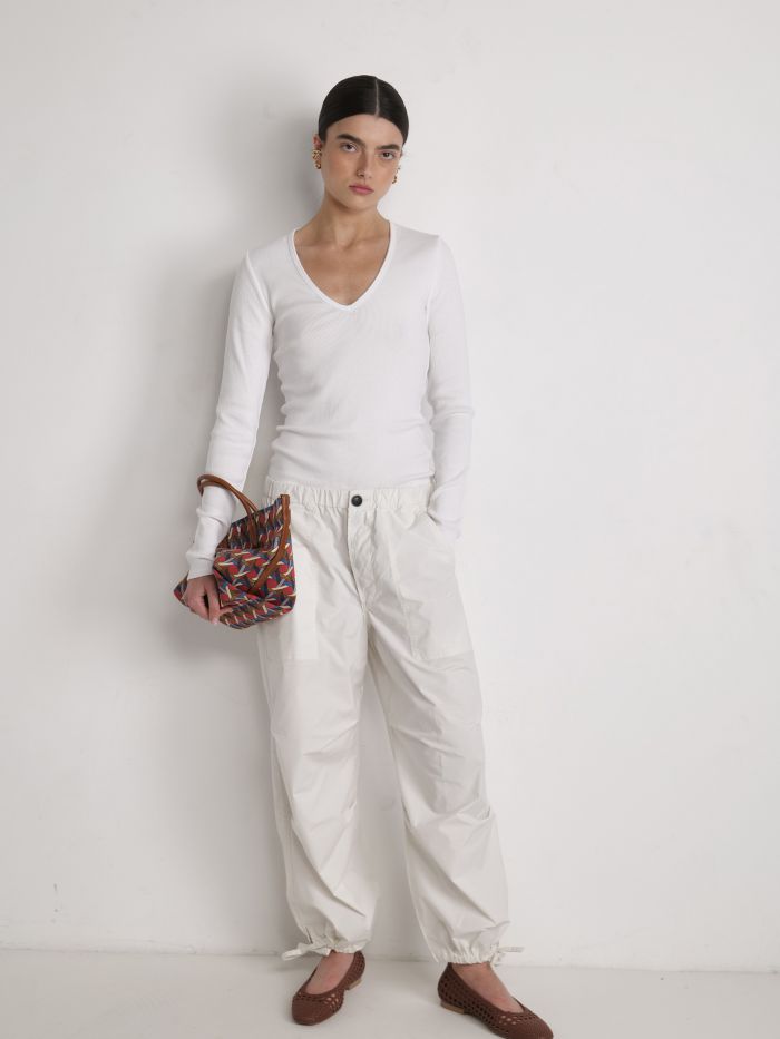 מכנסי כותנת פופלין לוסי - בגדים