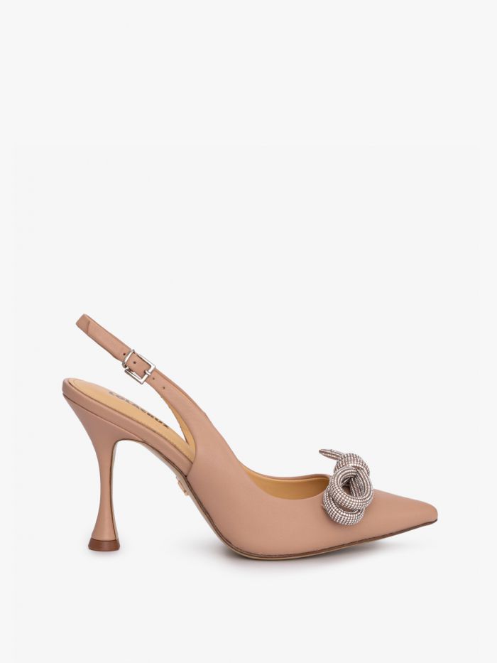 נעלי עקב פפיון מנצנץ - נעליים