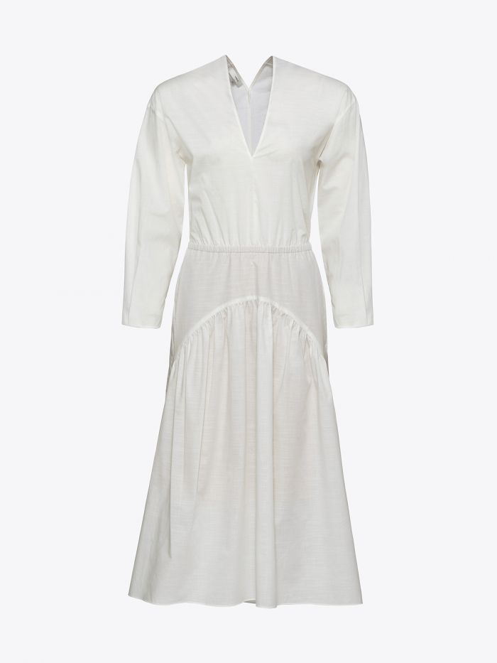 שמלה לבנה חגיגית עם פתח אחורי - בגדים