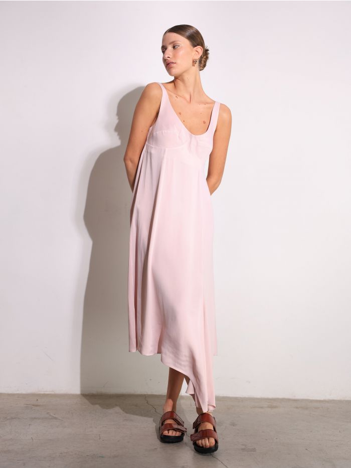 שמלת מידי בדוגמת סאטן - בגדים