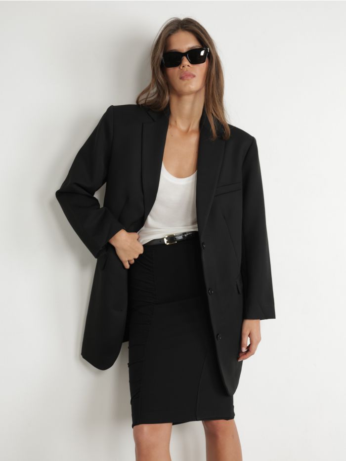 חצאית מידי עם כיווצים - בגדים