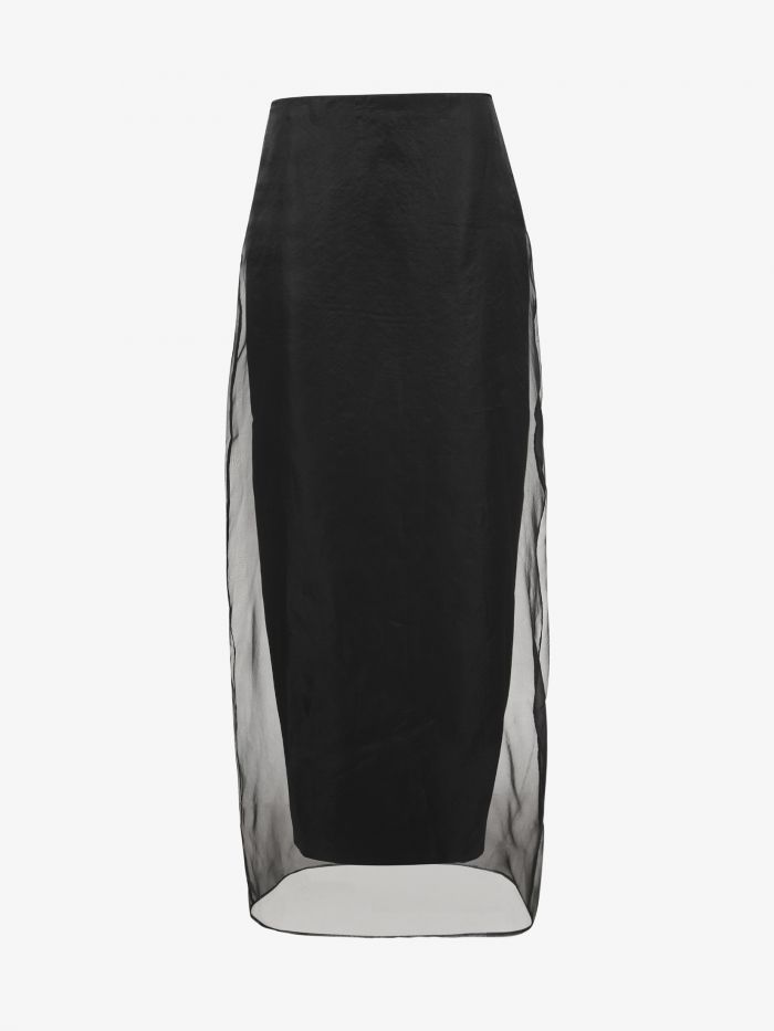 חצאית מקסי מכותנה ואורגנזה - בגדים