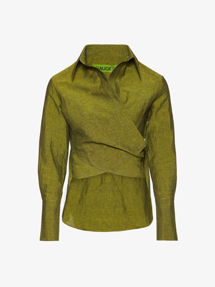 חולצת מעטפת פשתן - בגדים