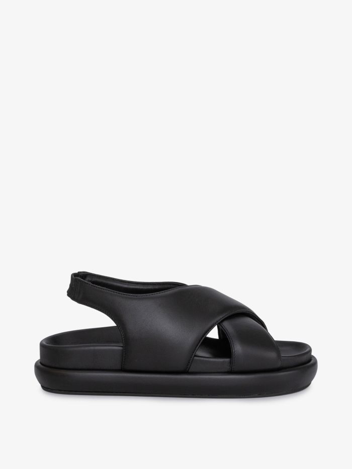 סנדלי עור רצועות מצטלבות - נעליים