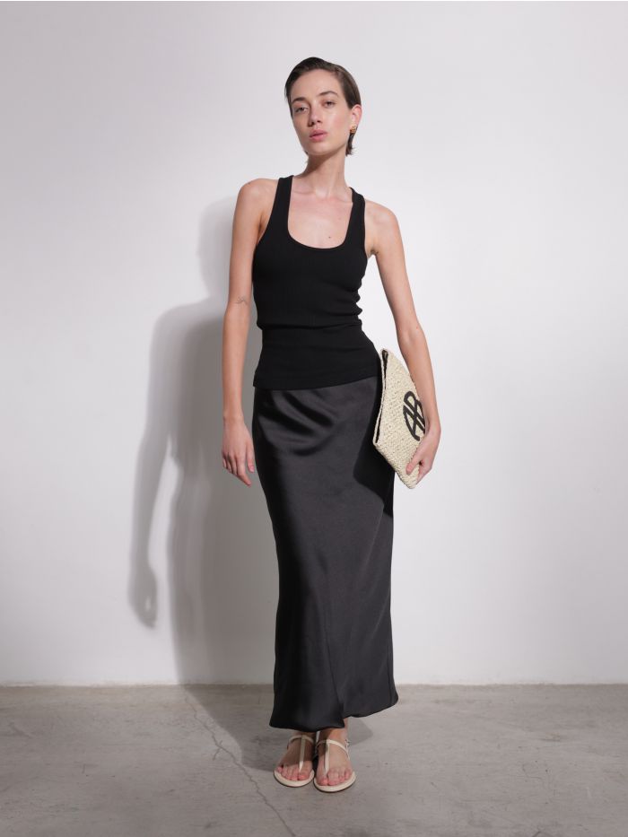 חצאית סאטן מידי - בגדים