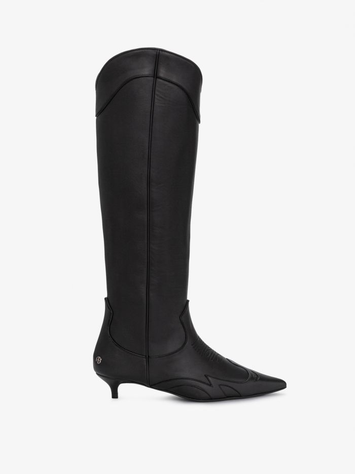 מגפי עור באורך הברכיים - נעליים