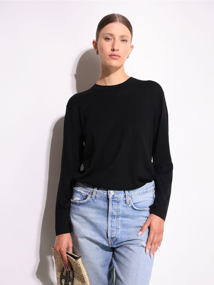 חולצת טי ארוכה תערובת משי - בגדים