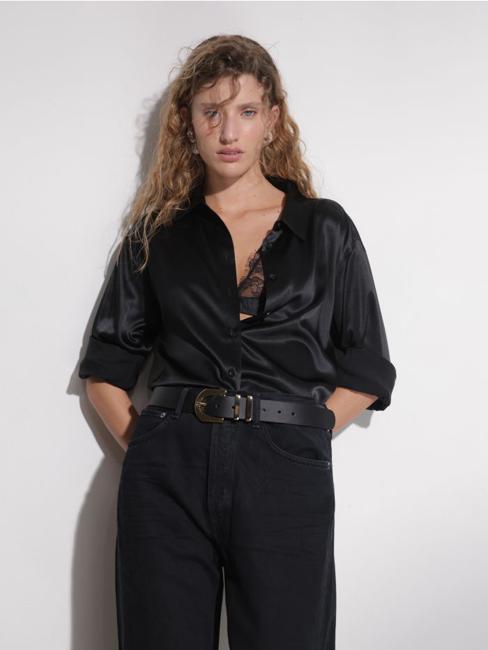 חולצה מכופתרת משי - בגדים