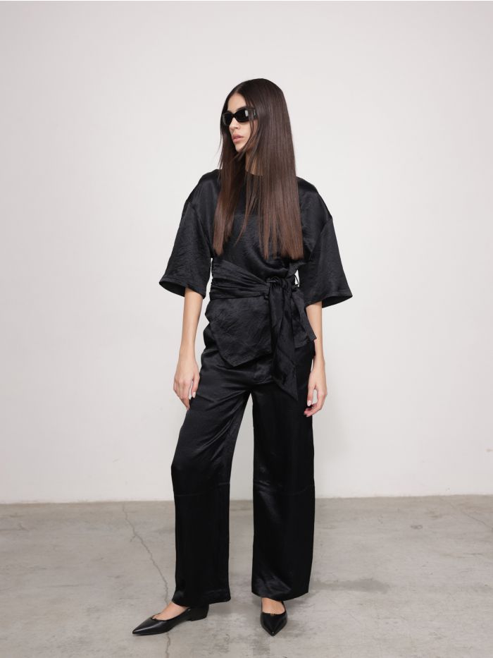 מכנסי סאטן ארוכים - בגדים