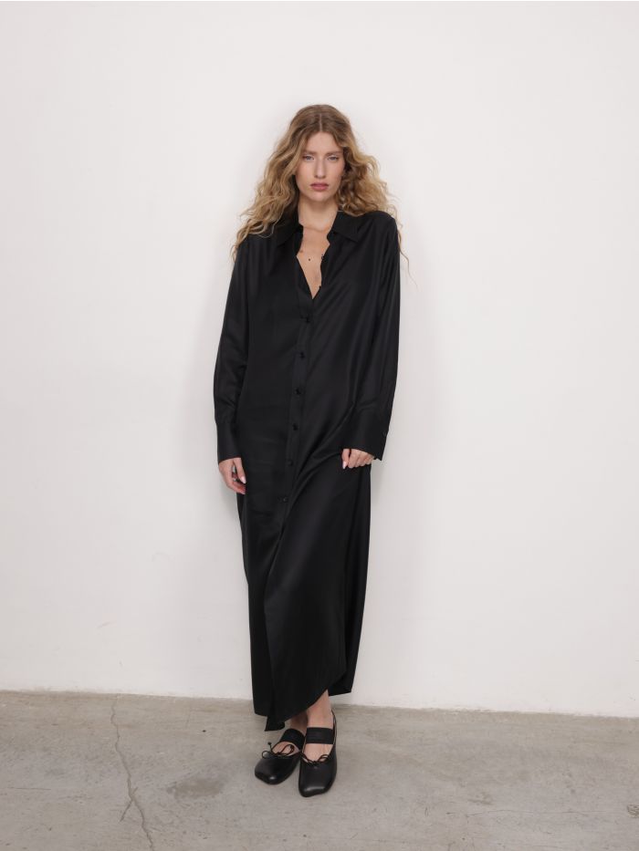 שמלת משי מכופתרת - בגדים