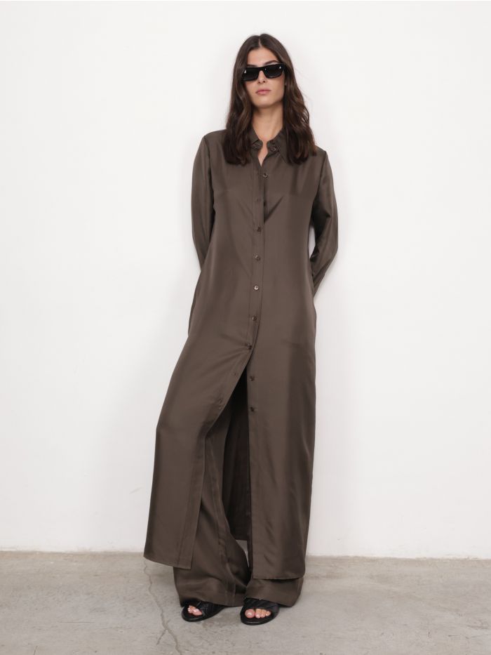 שמלת משי מכופתרת - בגדים