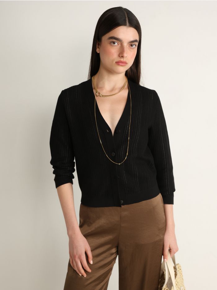 קרדיגן עם מפתח וי - בגדים