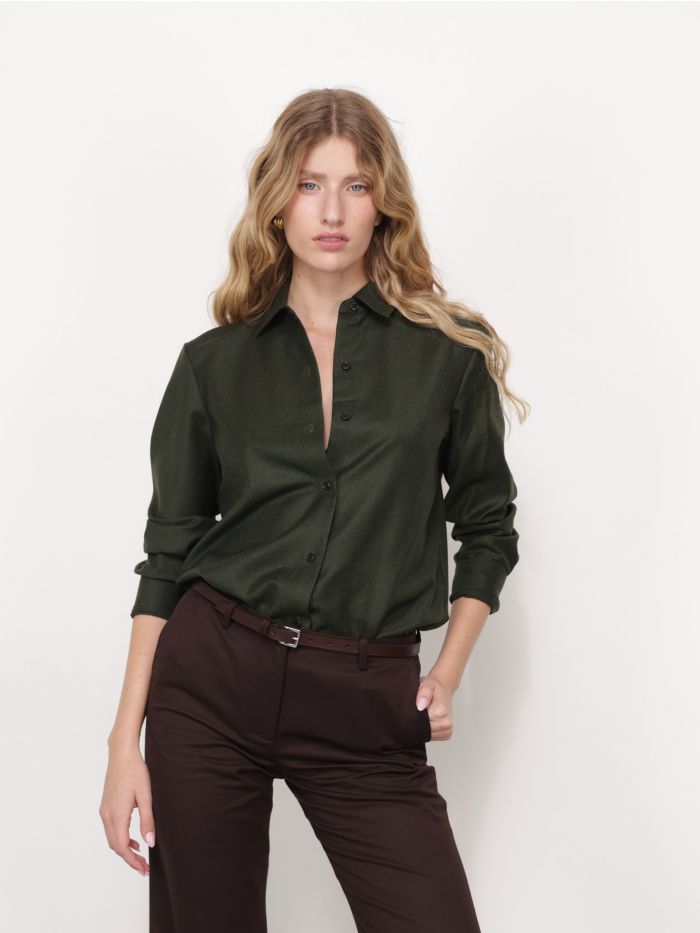 חולצת צמר מכופתרת - בגדים