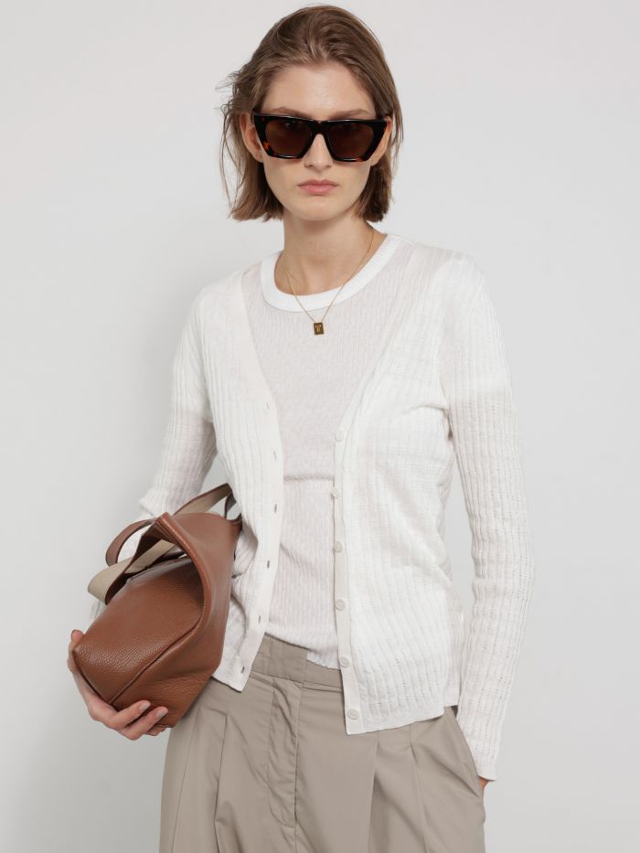 חולצת קרדיגן צווארון V - בגדים