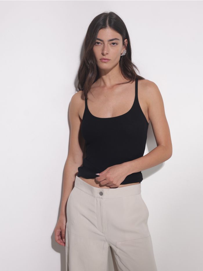 גופיית ריב-משי כתפיות דקיקות - בגדים