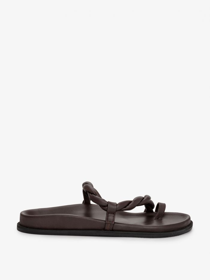 כפכפי עור צמה - נעליים