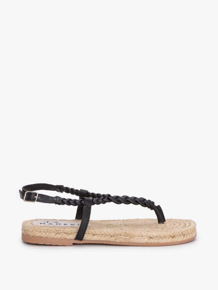 סנדלי חוטיני מעור קלוע - נעליים