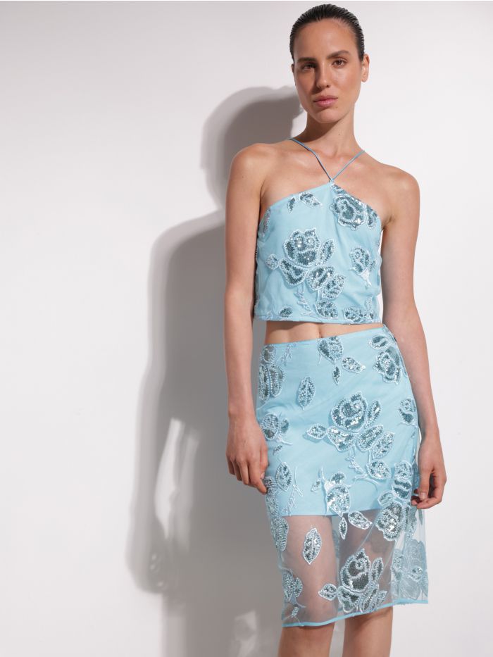 חולצפת פייטים קרופ - בגדים