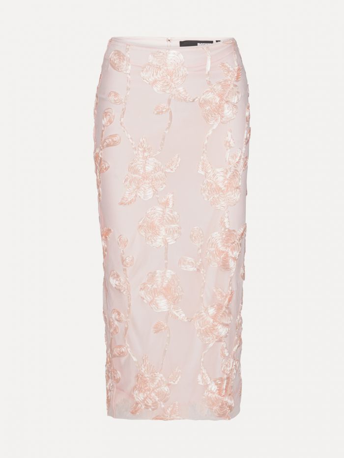 חצאית מידי בעיטור פרחים - בגדים