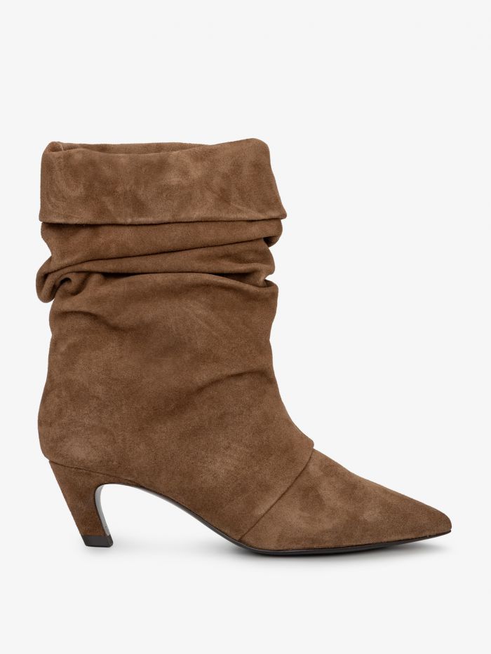 מגפוני עקב מזמש עם כיווצים - נעליים