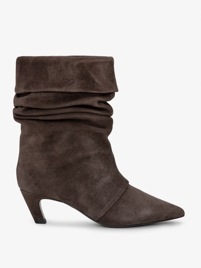 מגפוני עקב מזמש עם כיווצים - נעליים