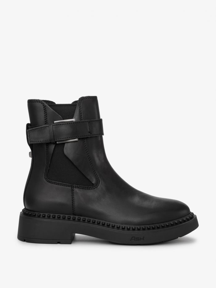 מגפוני עור עם רצועה - נעליים