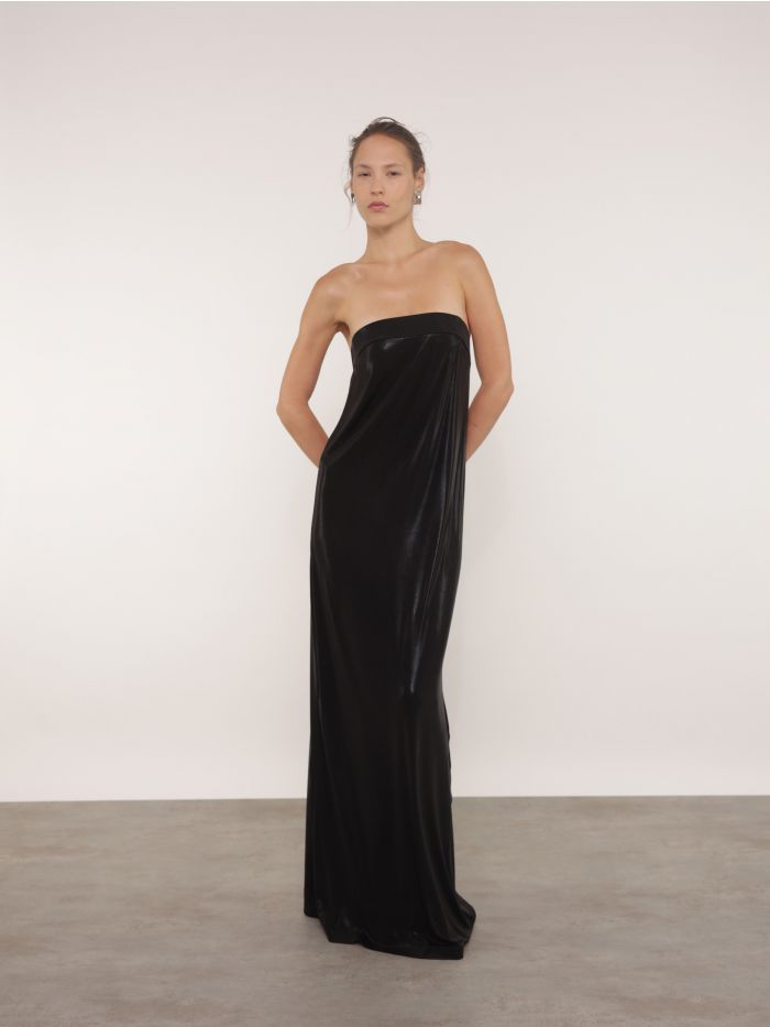 שמלת סטרפלס מקסי - בגדים