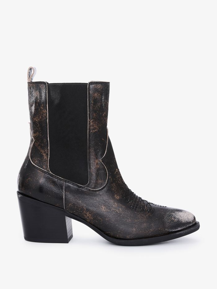 מגפי עקב גימור מטאלי - נעליים