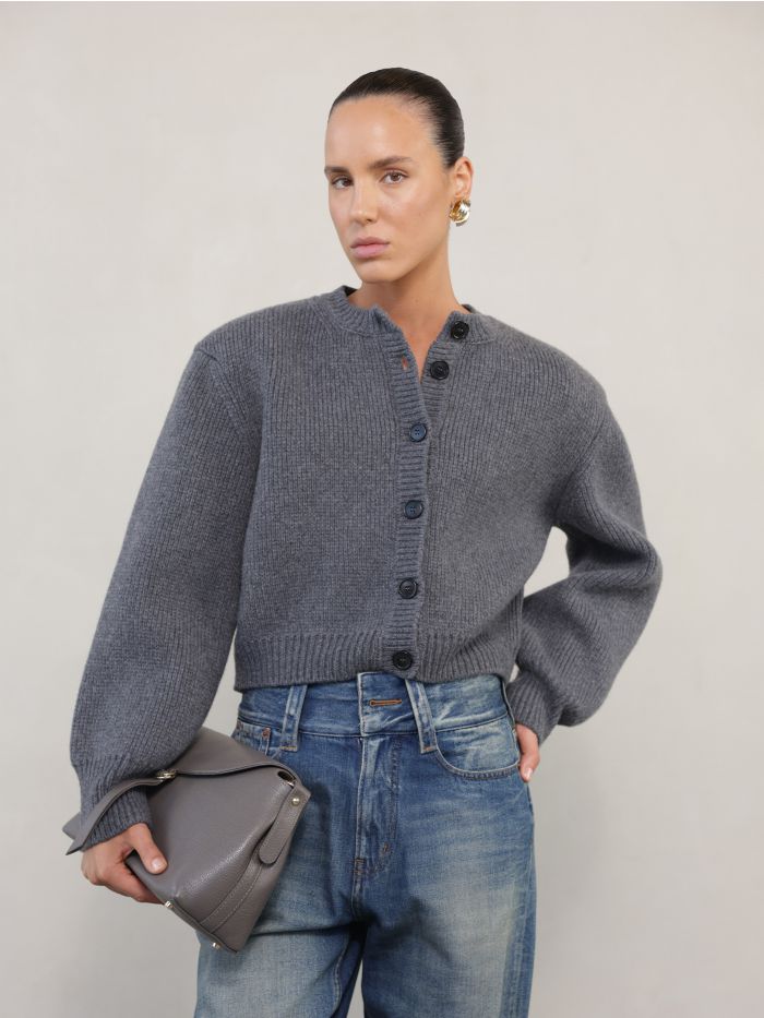 קרדיגן עם כתפיים מודגשות - בגדים