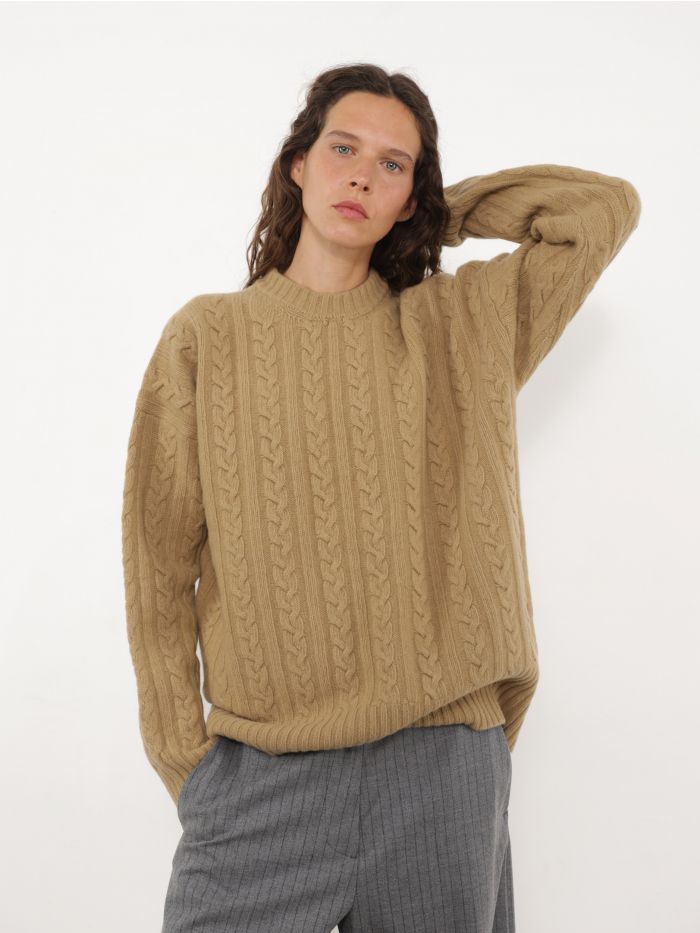 סריג צמר צמות CABLE - בגדים