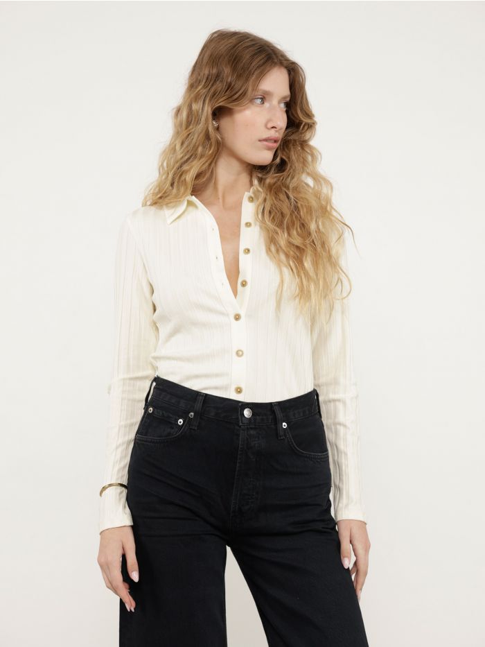 חולצת מכופתרת ריב - בגדים