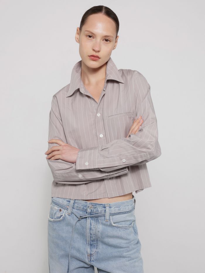 חולצת קרופ מכופתרת - בגדים