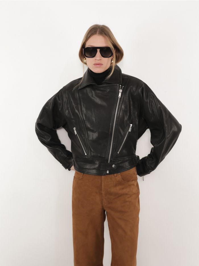 מעיל עור קרופ - בגדים