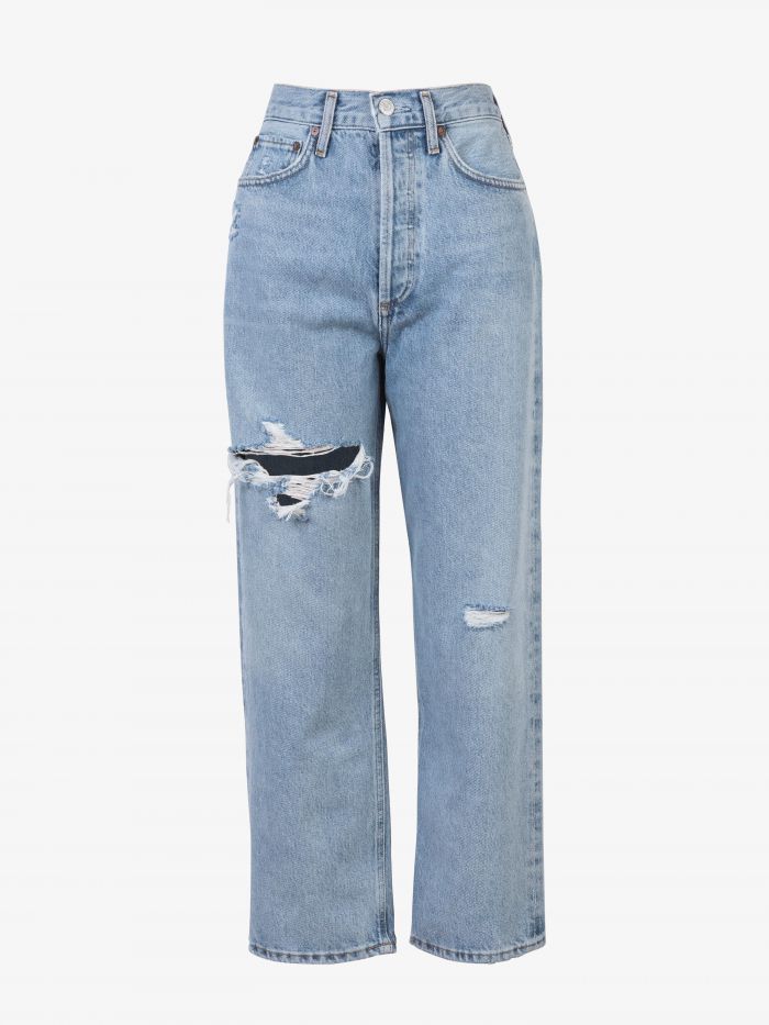 מכנסי ג’ינס בגזרה גבוהה ומעט משוחררת - בגדים