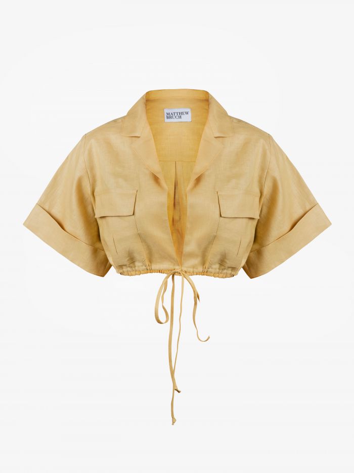 חולצת קרופ מבד פשתן - בגדים