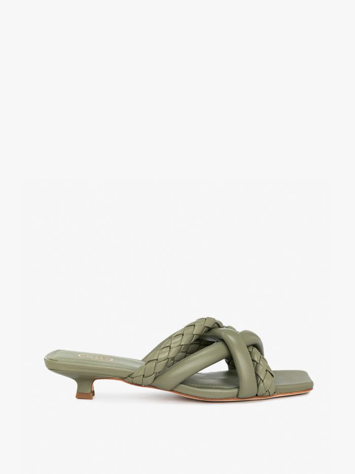 נעלי עקב עם רצועות צמה מוצלבות - נעליים