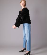 ג’קט דמוי פרווה עם כפתורים - בגדים