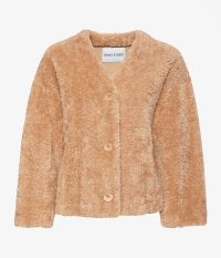 ג’קט דמוי פרווה עם כפתורים - בגדים