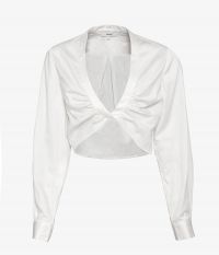 חולצת קרופ מחשוף וי אייברי - בגדים