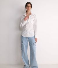 חולצת אוקספורד בשילוב טופ בנדו - בגדים