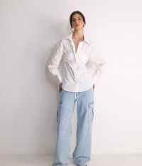 חולצת אוקספורד בשילוב טופ בנדו - בגדים