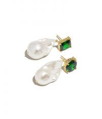 עגילי פנינה זרקון אמרלד - אביזרים