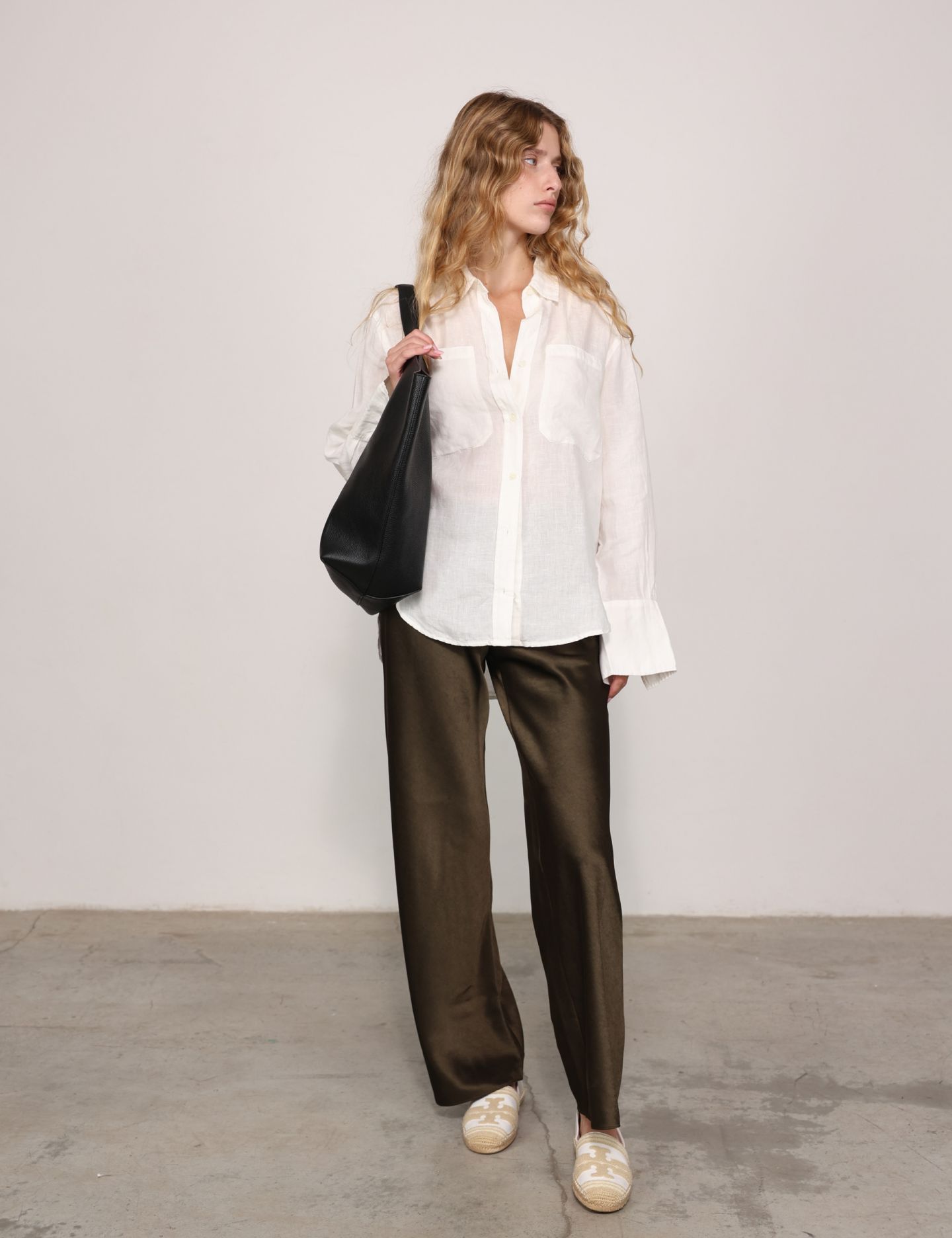 חולצה מכופתרת פשתן - בגדים