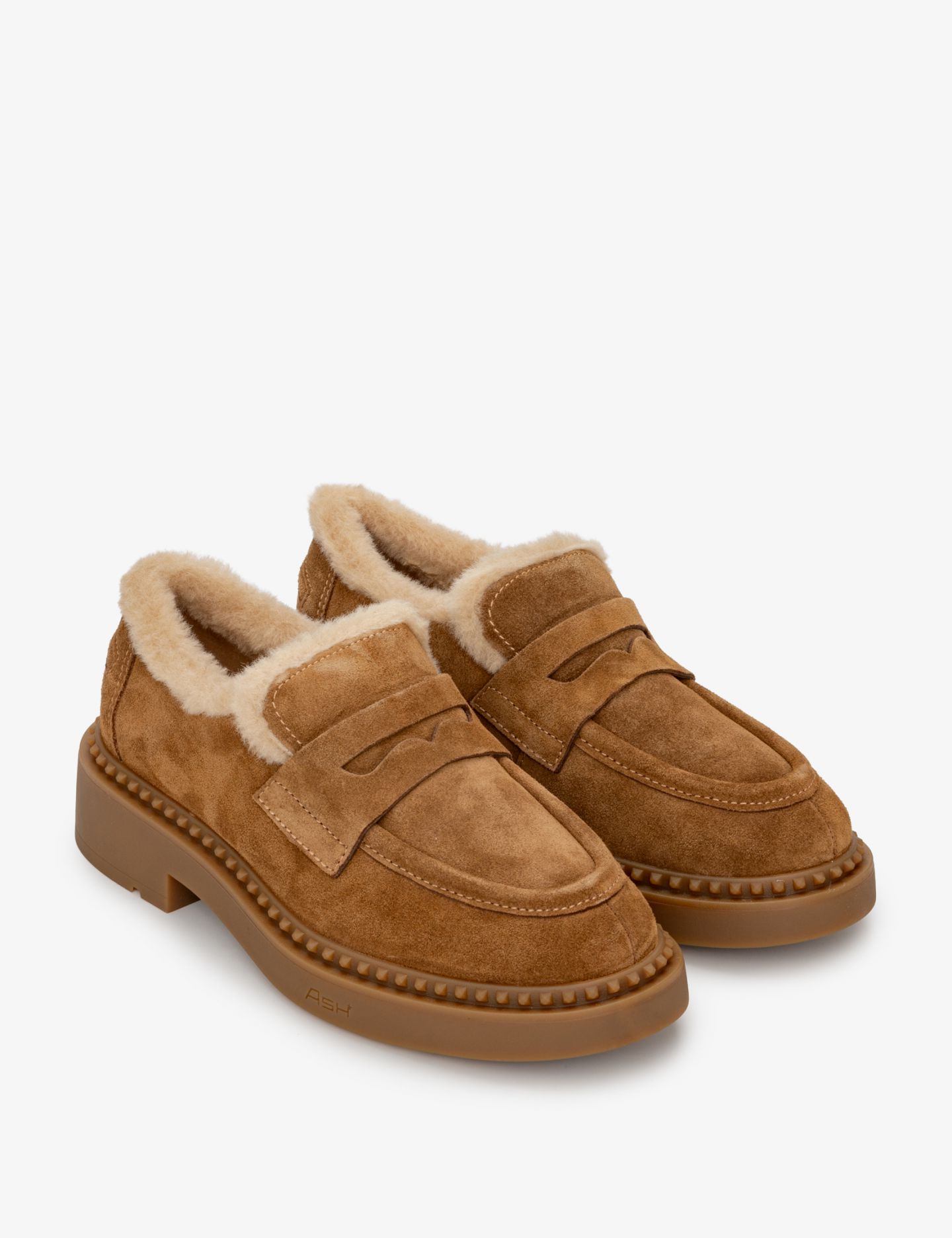 נעלי מוקסינים מזמש עם פרווה - נעליים