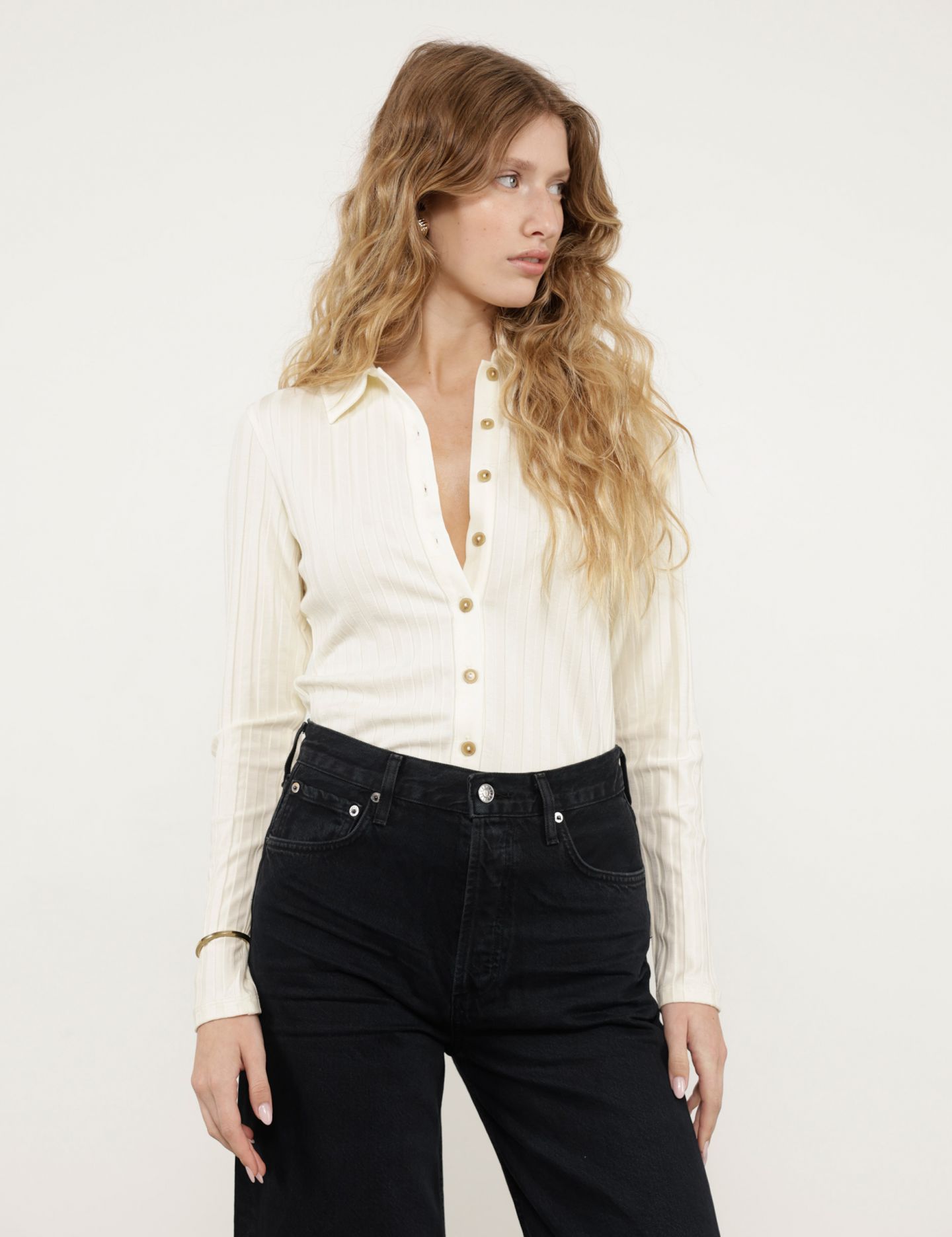 חולצת מכופתרת ריב - בגדים