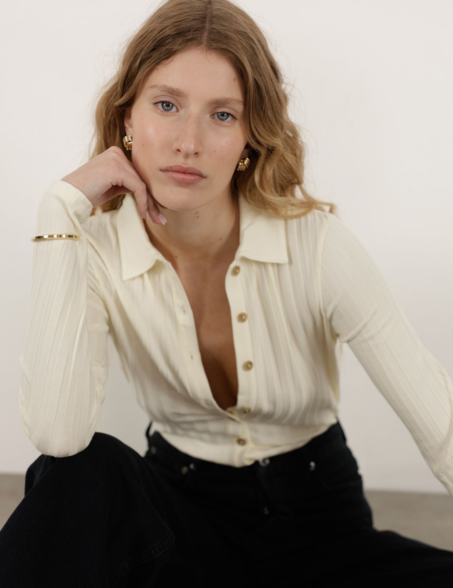 חולצת מכופתרת ריב - בגדים